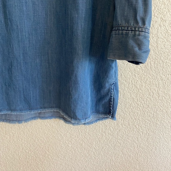 Zara Woman Blue Frayed Hem Lyocell Lightweight Shirt Dress - Picture 7 of 13